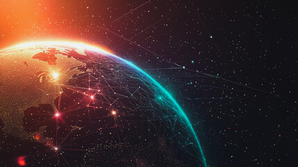 background Innovation network points Earth's surface wave background Abstract digital wave background information technology background The background is the background. gradient wave digital wave ban