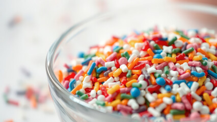 Colorful Sprinkles in Glass Bowl