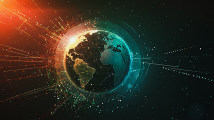 Obraz premium background Innovation network points Earth's surface wave background Abstract digital wave background information technology background The background is the background. gradient wave digital wave ban