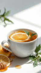 Lemon Tea with Honey and Mint
