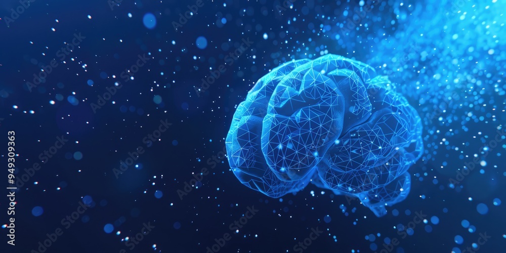 Poster Computer-generated image of the human brain's neural networks and structures