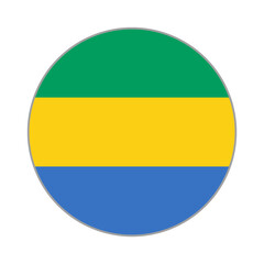 The flag of Gabon. Flag icon. Standard color. Round flag. Computer illustration. Digital illustration. Vector illustration.
