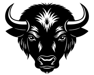 Bison head silhouette vector, American bison icon vector