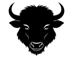 Bison head silhouette vector, American bison icon vector