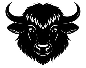 Bison head silhouette vector, American bison icon vector