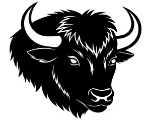 
American bison vector silhouette, Bull and cow head icon
