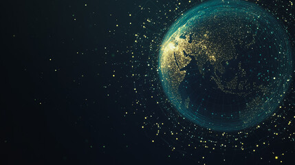 Obraz premium background Innovation network points Earth's surface wave background Abstract digital wave background information technology background The background is the background. gradient wave digital wave ban