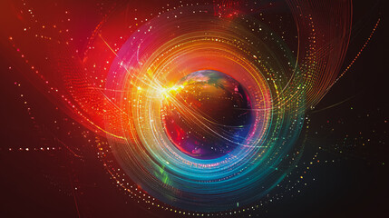 Obraz premium background Innovation network points Earth's surface wave background Abstract digital wave background information technology background The background is the background. gradient wave digital wave ban