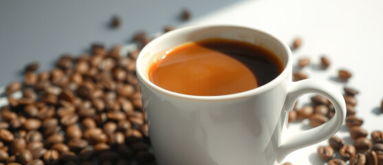 Cup of Coffee with Coffee Beans
