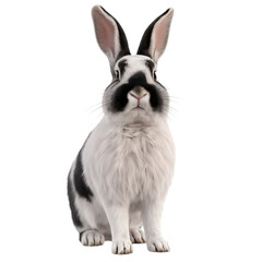 Obraz premium Black and white bunny rabbit, isolated, transparent PNG