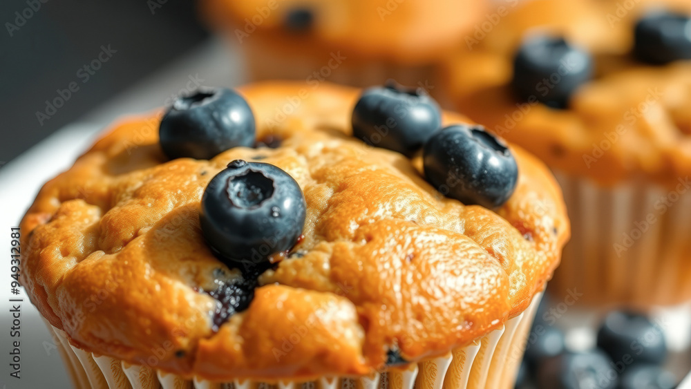 Wall mural Close Up of Blueberry Muffin