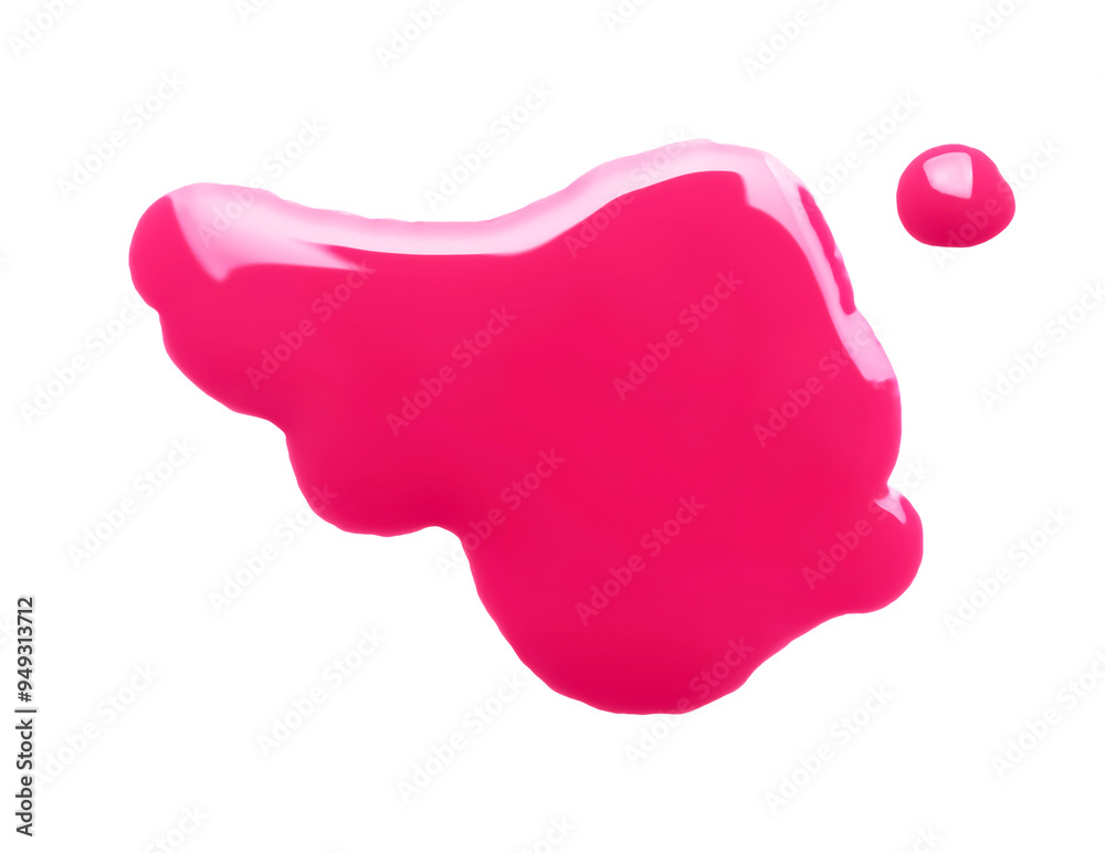 Sticker Spot of magenta ink isolated on white, top view