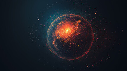 Fototapeta premium Abstract colorful business connection of lines from nodes It is connected to endless nodes and represents the innovation of communication cyber security in the network with black background
