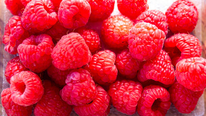 close up of fresh raspberries