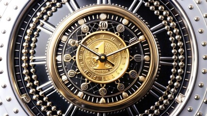 Obraz premium Close-up of a gold and black ornate clock face