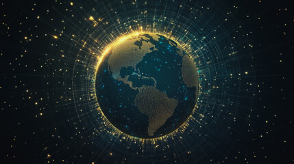 Obraz premium Abstract colorful business connection of lines from nodes It is connected to endless nodes and represents the innovation of communication cyber security in the network with black background