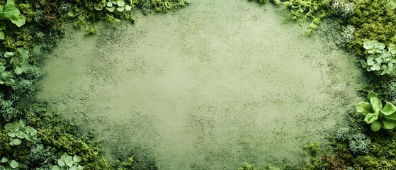 Soft Sage Green Backdrop with Delicate Moss Border for Serene Text Placement