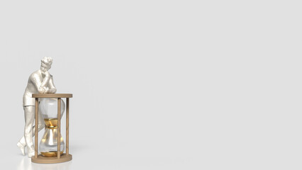 Obraz premium The man and sand clock for Business concept 3d rendering.