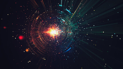 Obraz premium Abstract colorful business connection of lines from nodes It is connected to endless nodes and represents the innovation of communication cyber security in the network with black background