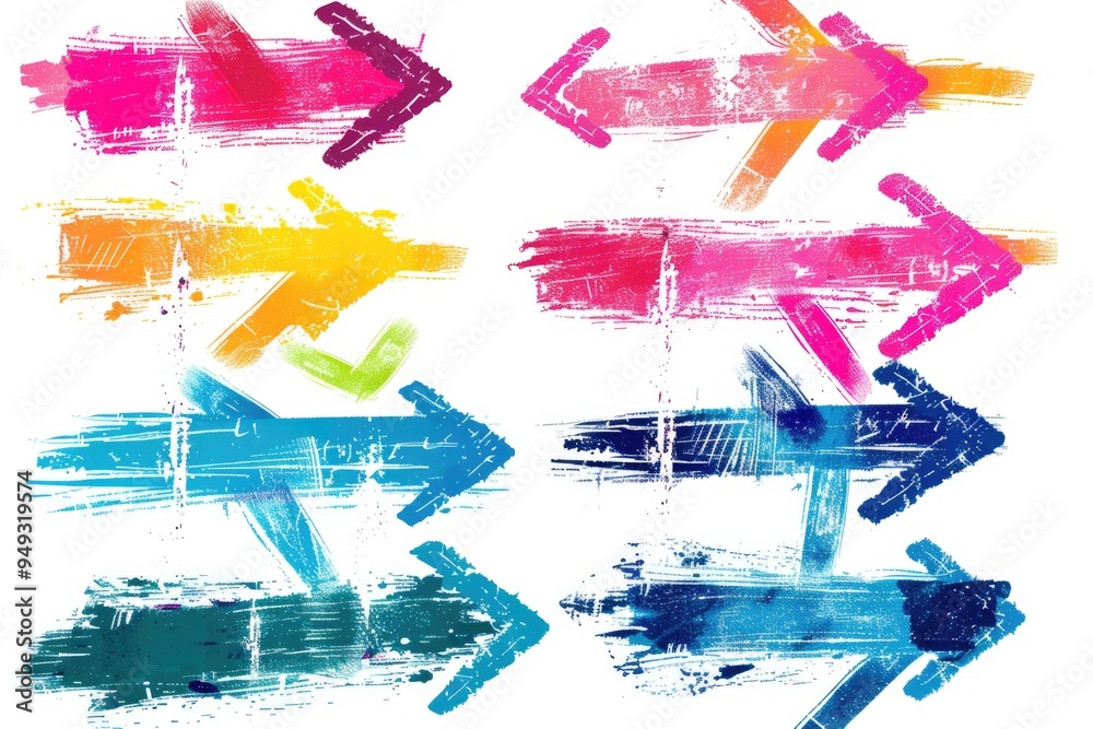 Poster a set of four colored arrows, ideal for illustrations and graphics