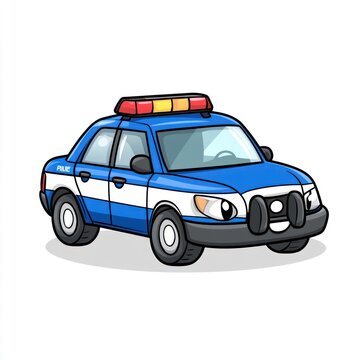 blue police car cartoon style clip art preview