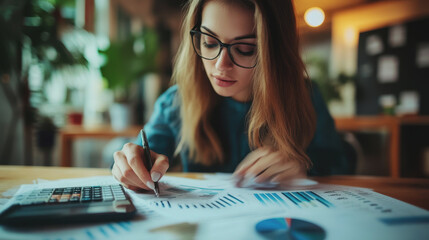 Fototapeta premium International Accounting Day (Accountant's Day). November 10th. the accountant counts the profit. the accountant keeps the documentation