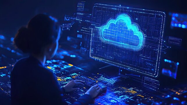 33. Developer deploying a website via a cloud platform, modern web hosting process, seamless integration.