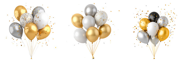 Festive Balloons Cluster Isolated on Transparent Background