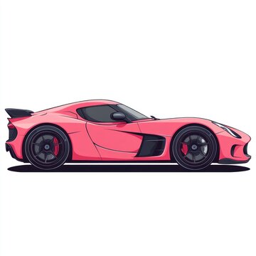 recommend clip art: Pink Sports Car Illustration
