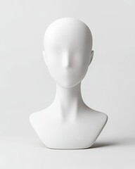 The Blank Canvas: A minimalist white mannequin head against a neutral background, offering a clean slate for showcasing accessories or concepts. 