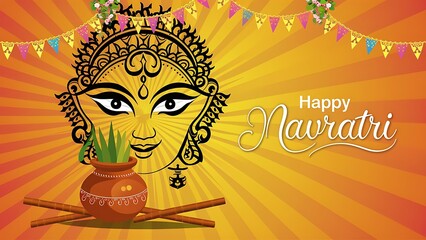 Happy navratri festival celebration with Goddess Durga illustration banner background