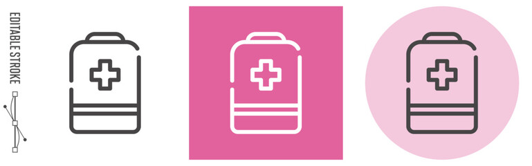 防災グッズ・リュック｜ライン・アイコン　[線の編集可能]