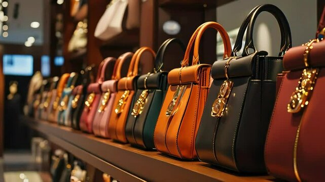 Elegant Handbags Display in Retail Store