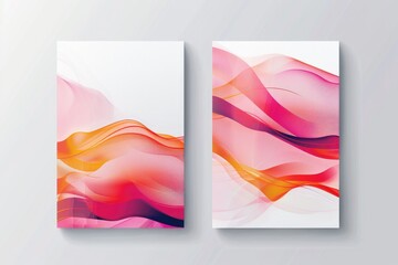 Colorful promotional banners with pink and orange design