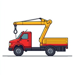 Red and Yellow Crane Truck Illustration