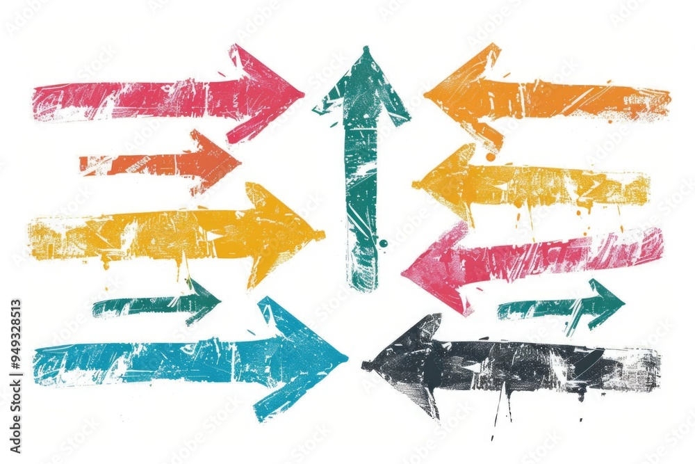 Poster A collection of colorful arrows on a plain background