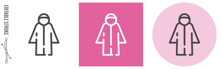 防災グッズ・レインポンチョ｜ライン・アイコン　[線の編集可能]