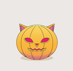 : cat shaped halloween pumpkin vector illustration cartoon animal culture flat isolation