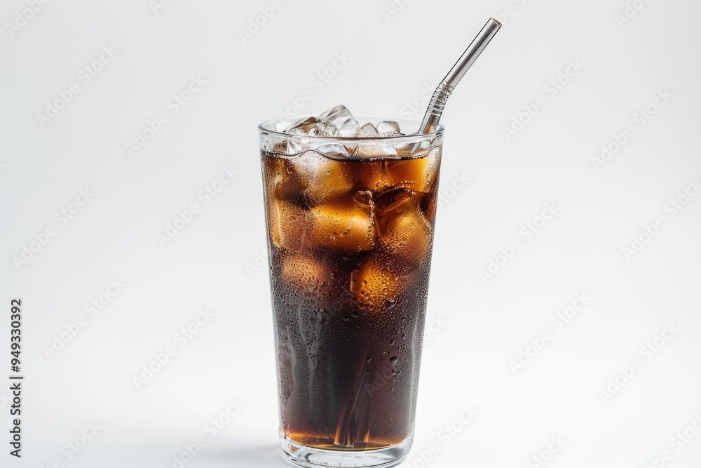 Aufkleber refreshing drink with ice and a straw ready to be enjoyed