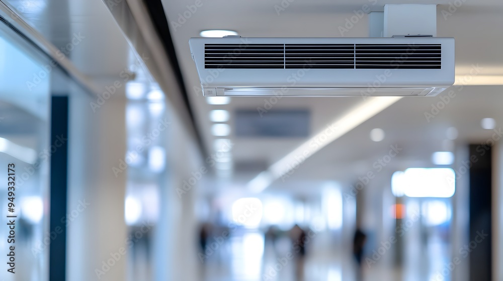 Poster photograph showcasing the advanced iot connected climate control system of a smart mall enabling eff