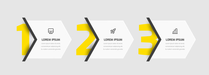 Business Infographic Template Presentation Abstract Design with Yellow Color 3 Numbers and Icons
