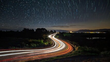 Fototapeta premium Long exposure light trails giving a digital effect