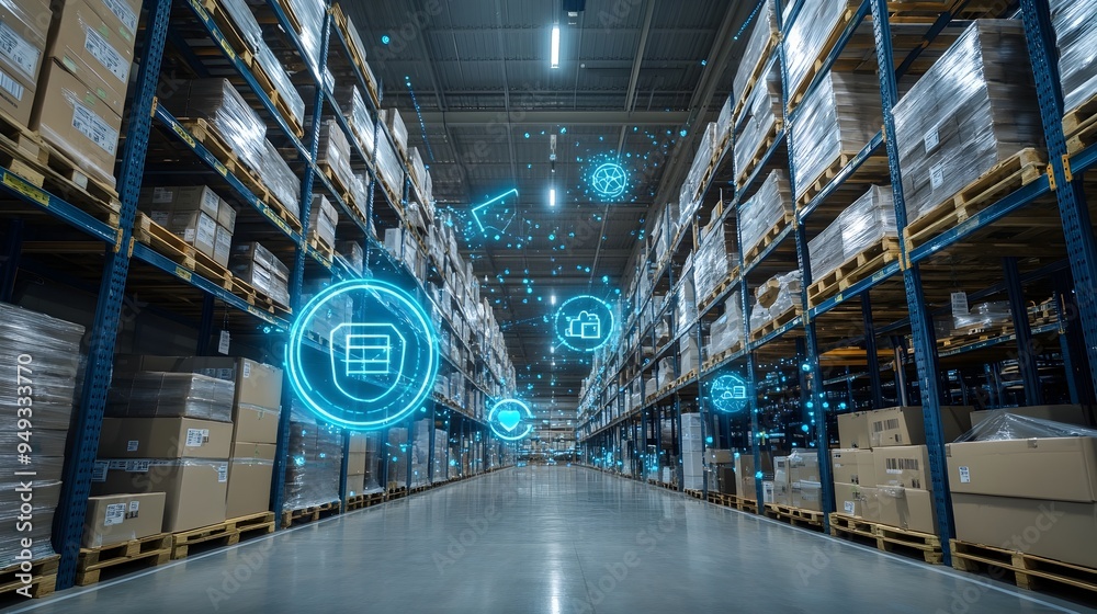 Poster iot sensors continuously monitoring the condition of goods and assets in a technologically advanced 