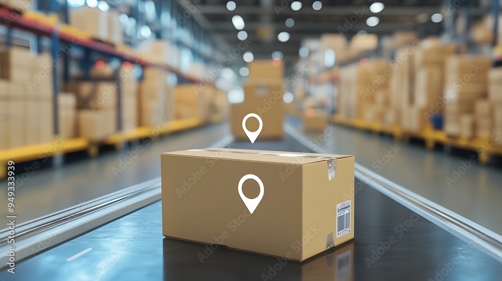 Poster smart sensor tracking technology monitors the location and status of packages throughout a logistics