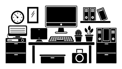 set-of computer icons office vector illustration