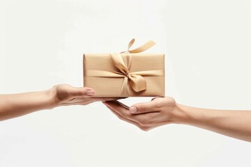 A person presenting a gift to someone else