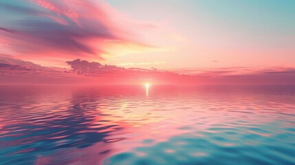 Obraz premium Spectacular sunset over a calm ocean under a clear sky.