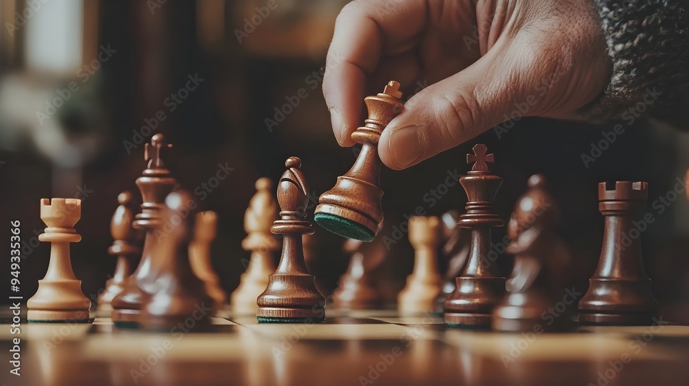 Poster masterful chess move showcasing thoughtful strategy and