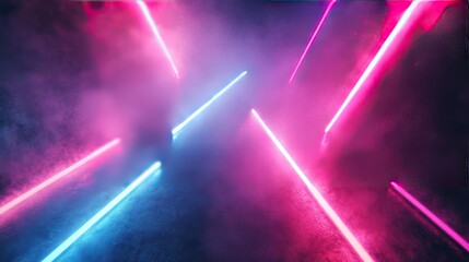 Pink, blue and purple neon lights in a rainbow pattern