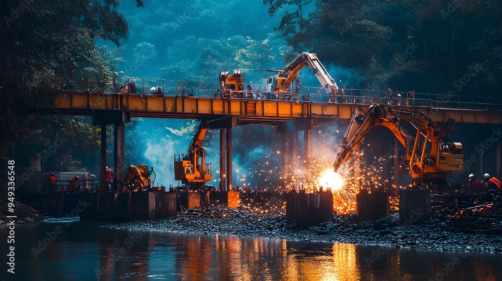 Poster advanced robotic system using iot technology to weld sections of a bridge over a flowing river showc